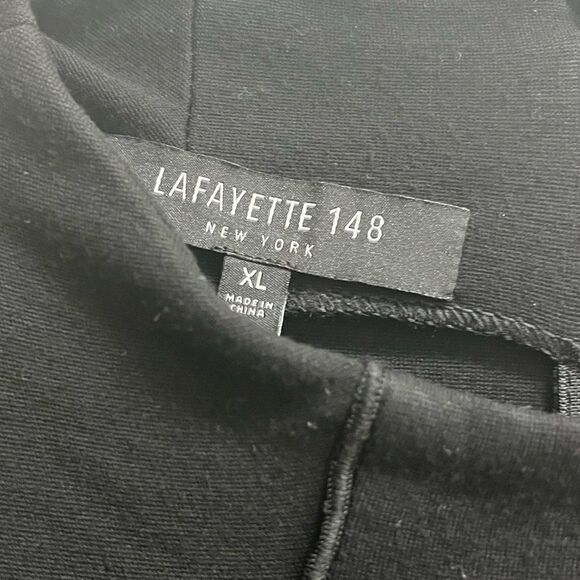 Lafayette 148 Black Jersey Knit Fit and Flare Mock Neck 3/4 Sleeve Dress SZ XL - Picture 3 of 5